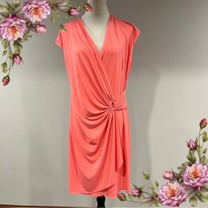Tommy Bahama Vibrant Coral fake wrap stretchy‎ mini dress